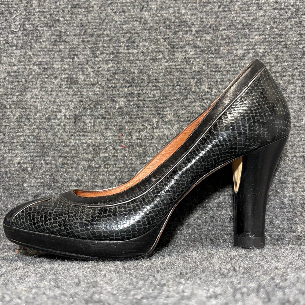 Corso Como Womens Size 8 Black Snakeskin Embossed Leather Platform Pumps Heels